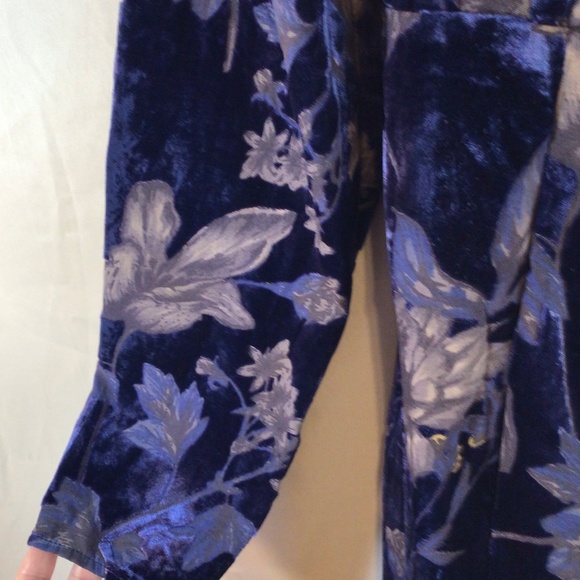 Lulus Velvet Floral Mini Dress L Blue Burnout Velvet, Long Sleeve Bustier - Picture 6 of 8